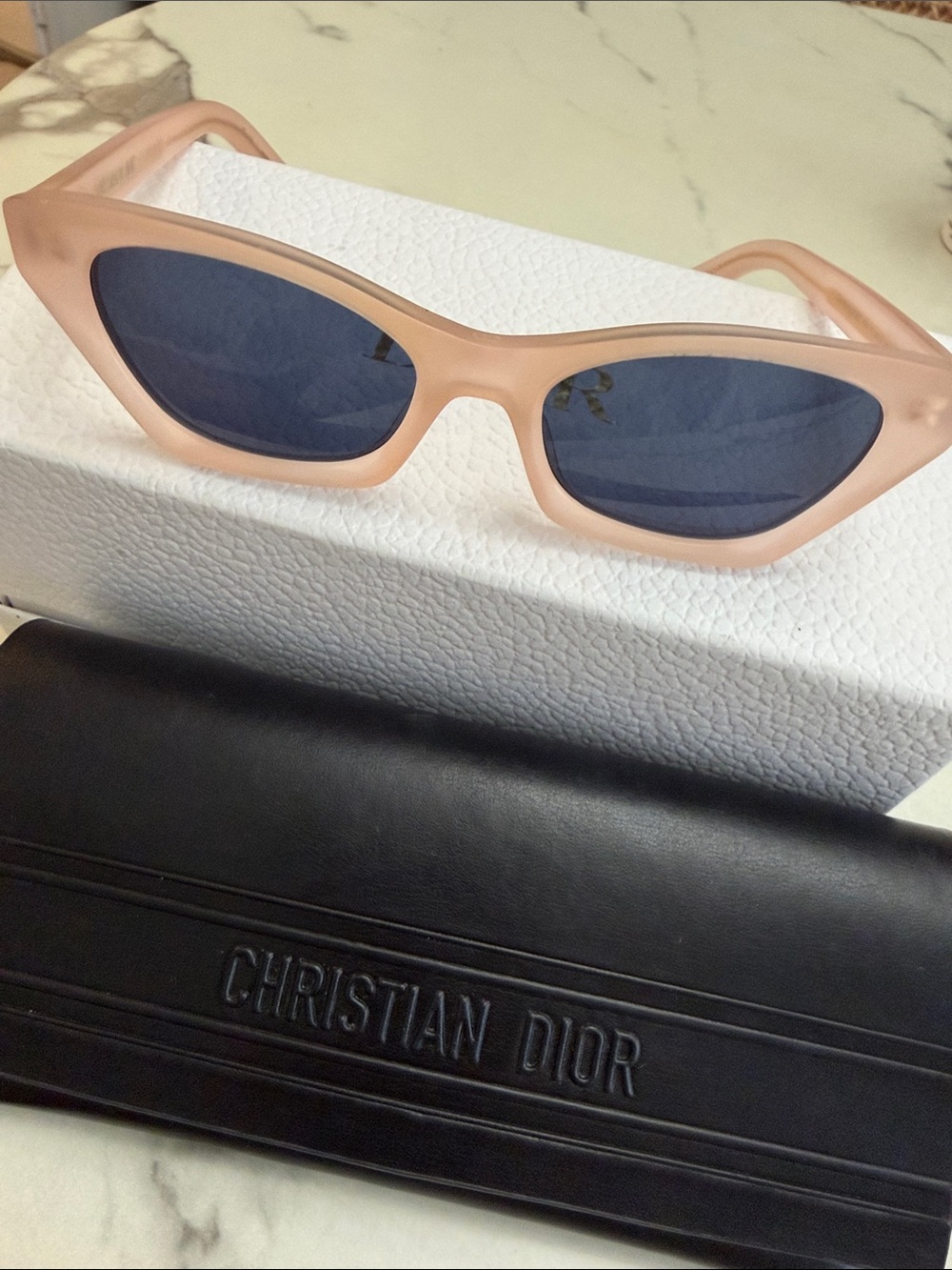 Dior Women's Pale Pink Cat-Eye Sunglasses with Dark Lenses